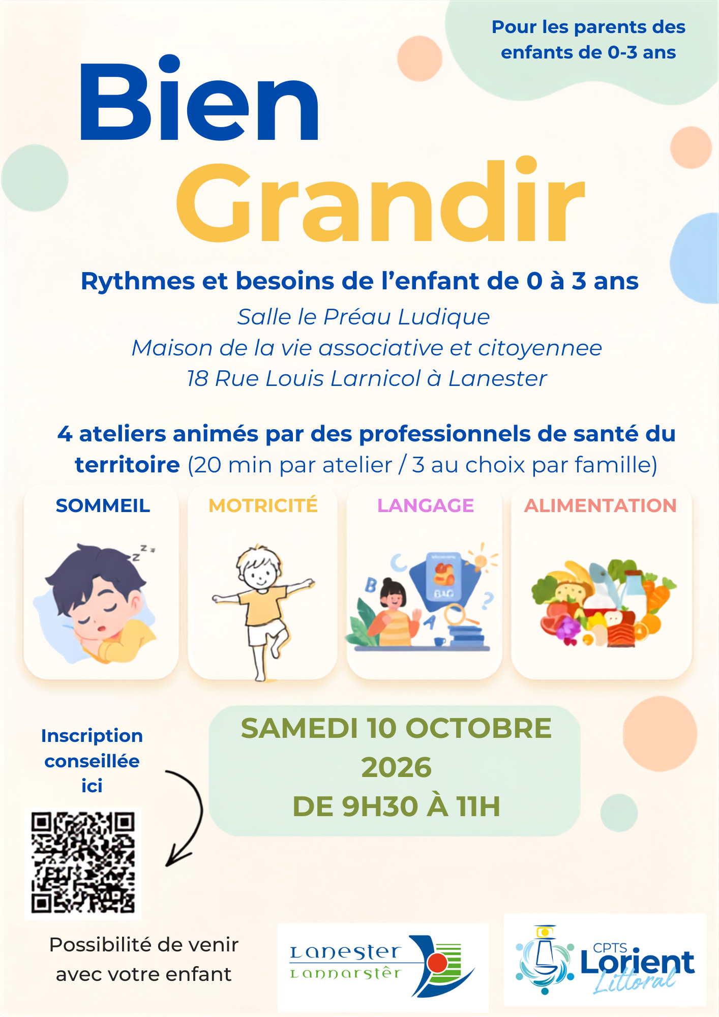 Ateliers : rythmes et besoins de l’enfant 0-3 ans